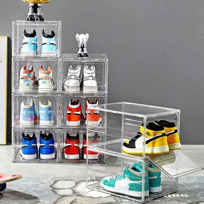 Magnetic Plastic Acrylic Shoe Boxes Stackable Transparent